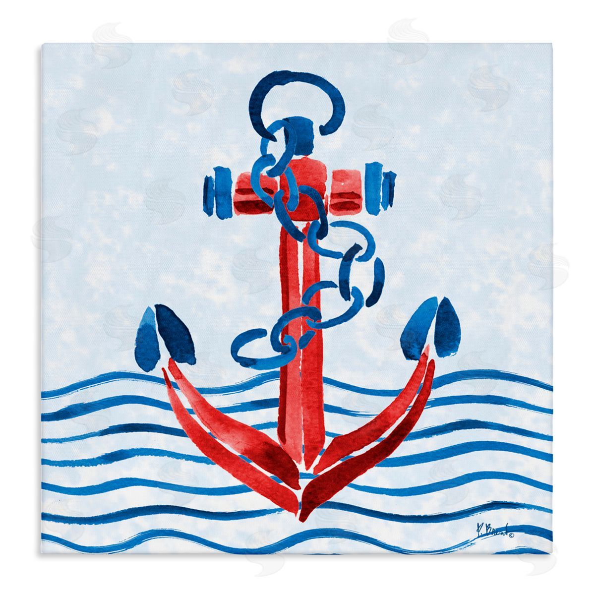 Paul Brent Brushed Nautical Anchor Canvas Wall Art Print