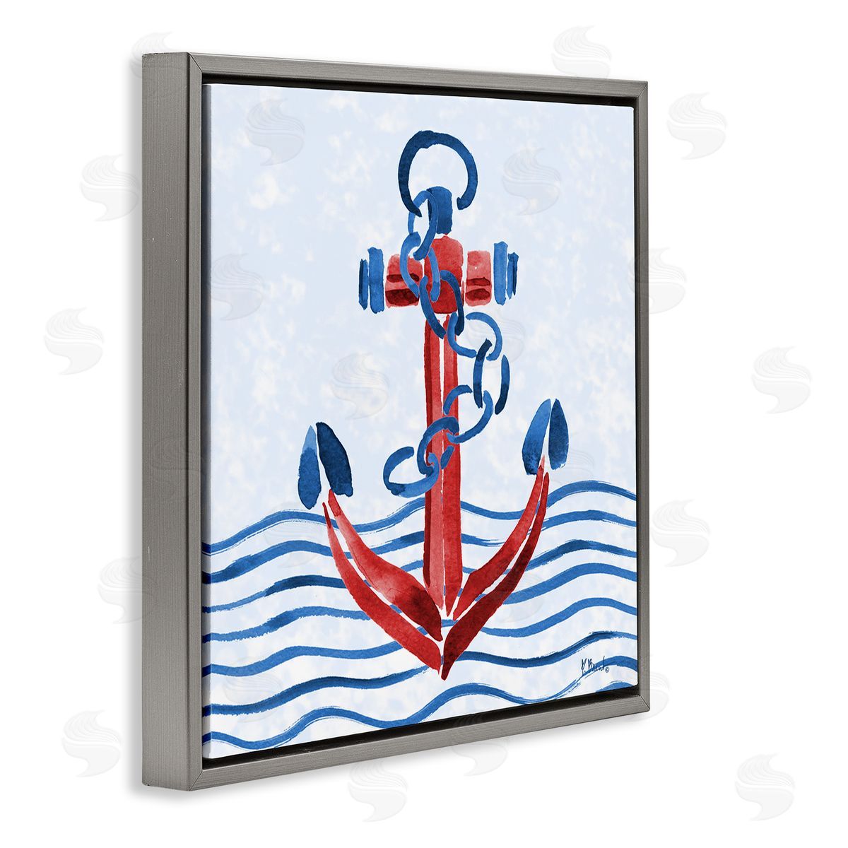 Paul Brent Brushed Nautical Anchor Canvas Wall Art Print