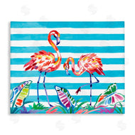 Paul Brent | Brushstroke Flamingos on Stripes
