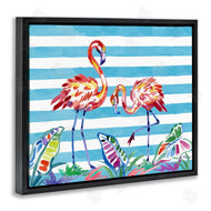 Paul Brent | Brushstroke Flamingos on Stripes