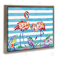 Paul Brent | Brushstroke Flamingos on Stripes