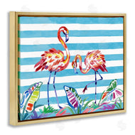 Paul Brent | Brushstroke Flamingos on Stripes