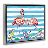 Paul Brent | Brushstroke Flamingos on Stripes