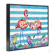 Paul Brent | Brushstroke Flamingos on Stripes