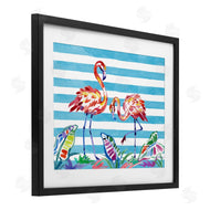 Paul Brent | Brushstroke Flamingos on Stripes