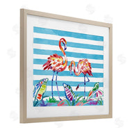 Paul Brent | Brushstroke Flamingos on Stripes