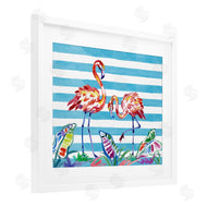 Paul Brent | Brushstroke Flamingos on Stripes