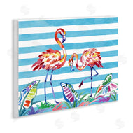 Paul Brent | Brushstroke Flamingos on Stripes