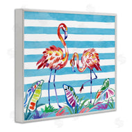 Paul Brent | Brushstroke Flamingos on Stripes