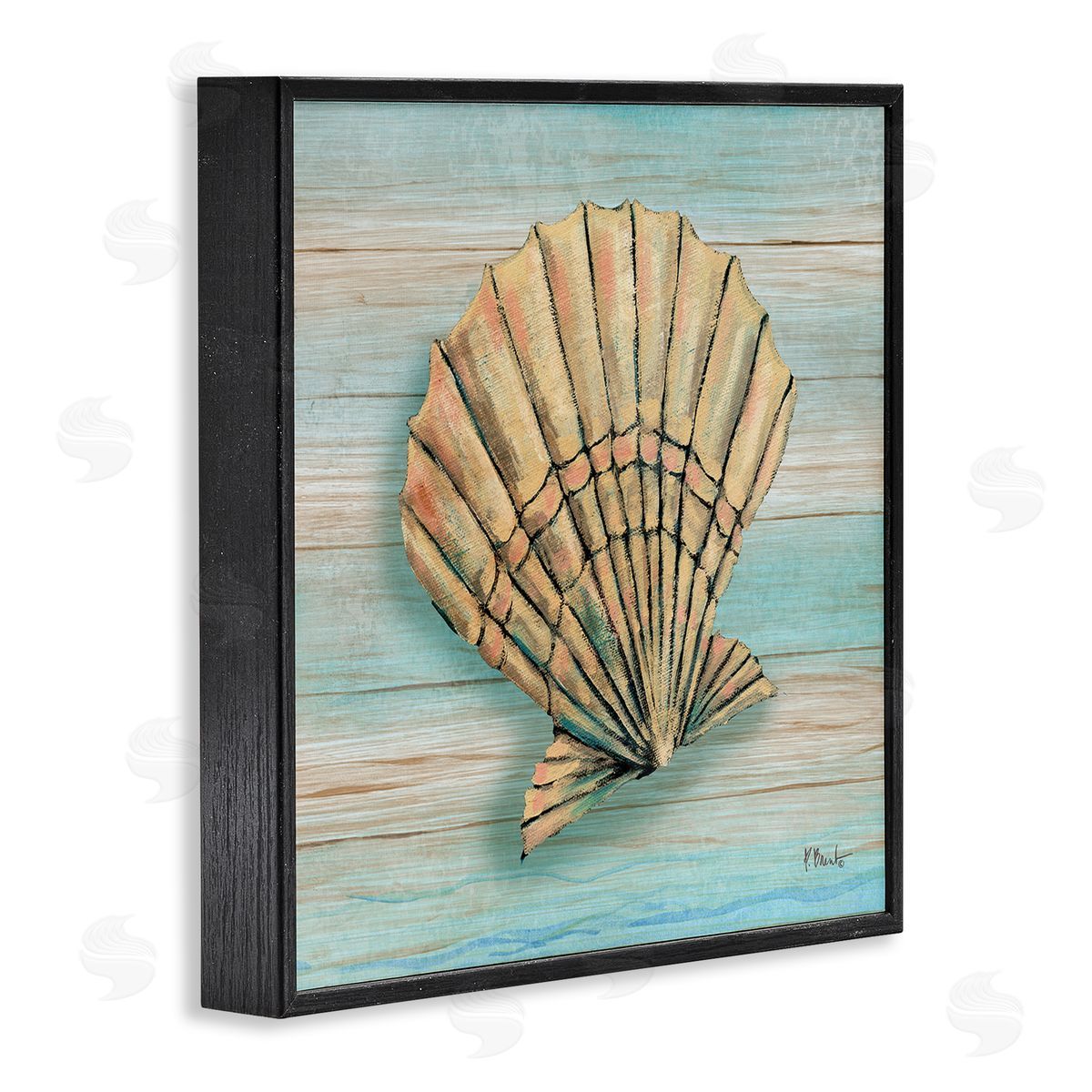 Paul Brent Coastal Teak Clam Shell Canvas Wall Art Print