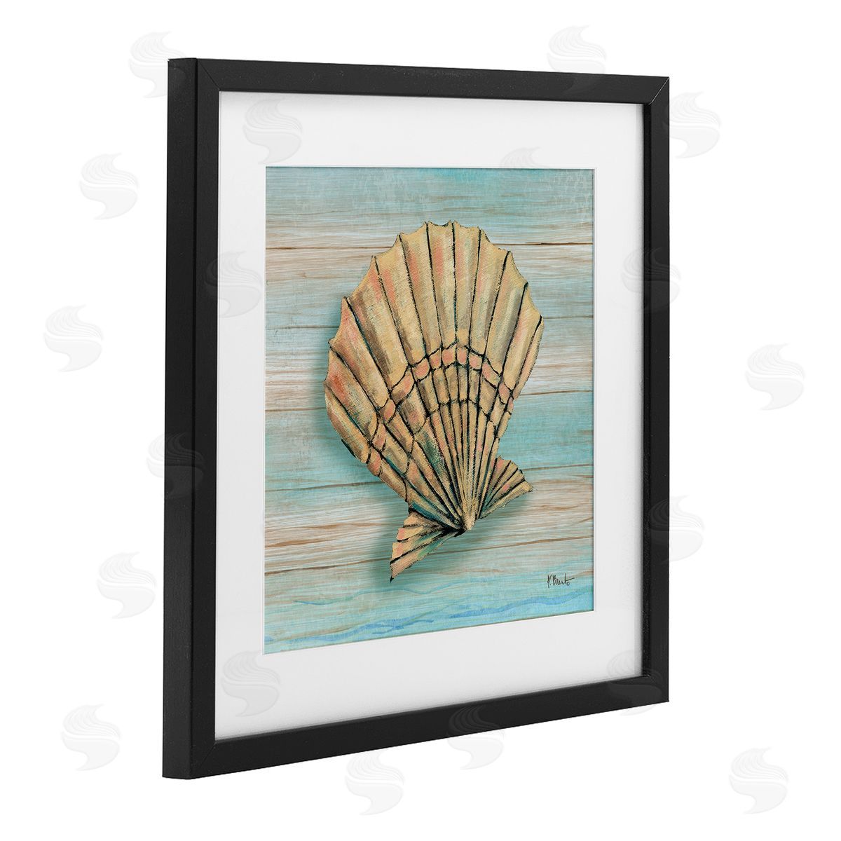 Paul Brent Coastal Teak Clam Shell Canvas Wall Art Print