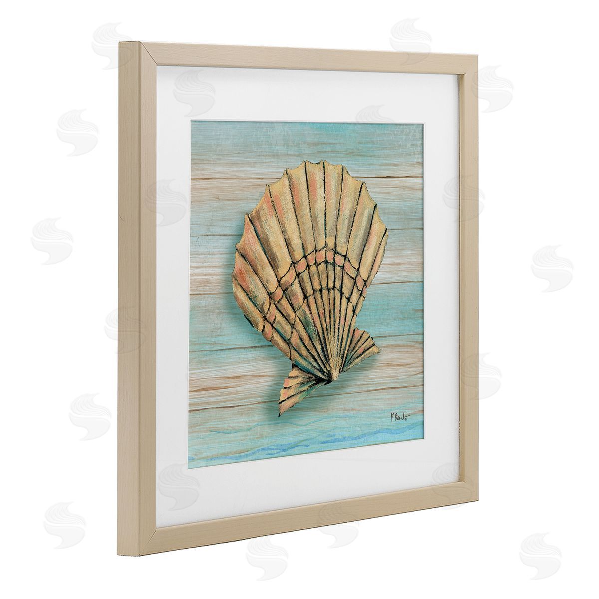 Paul Brent Coastal Teak Clam Shell Canvas Wall Art Print