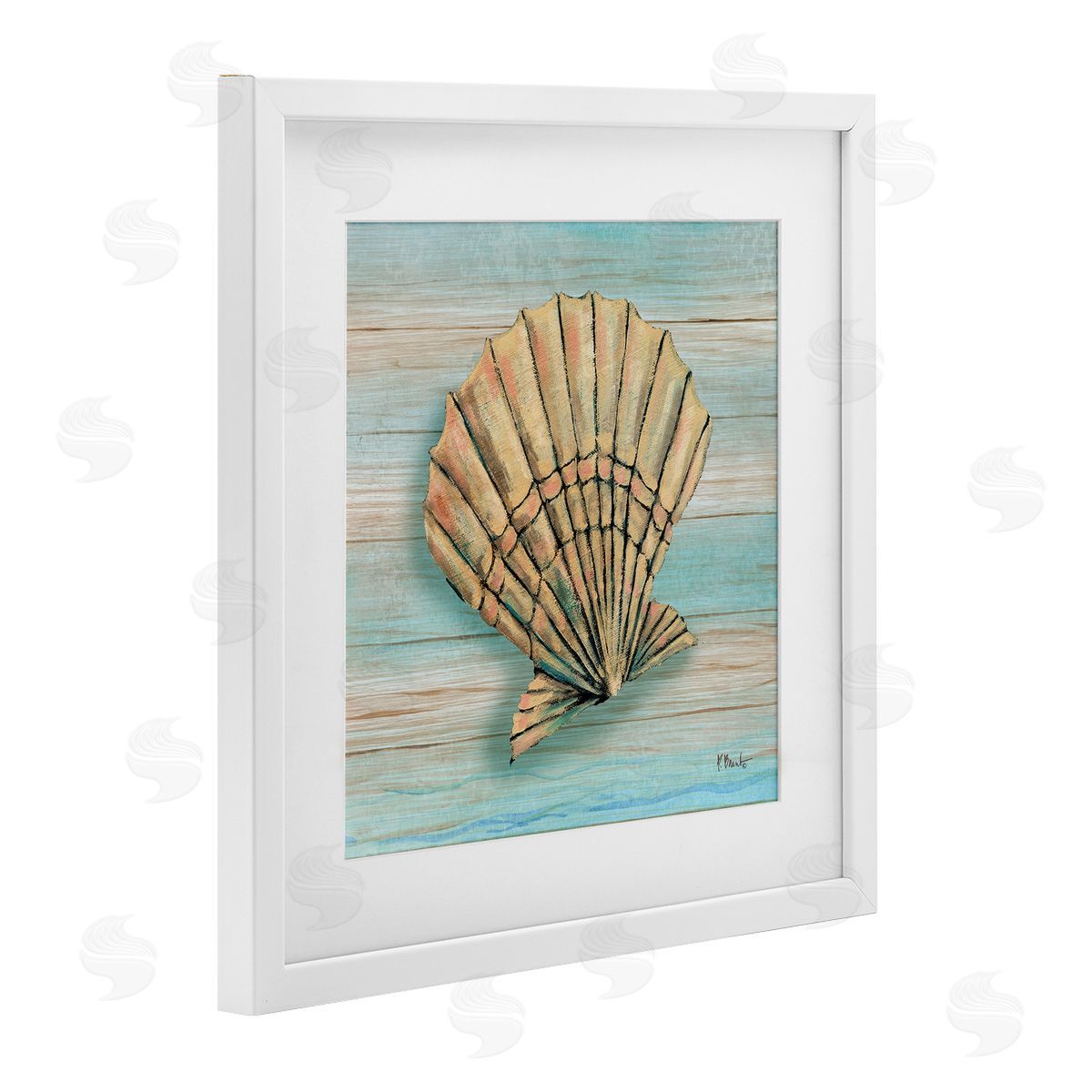 Paul Brent Coastal Teak Clam Shell Canvas Wall Art Print