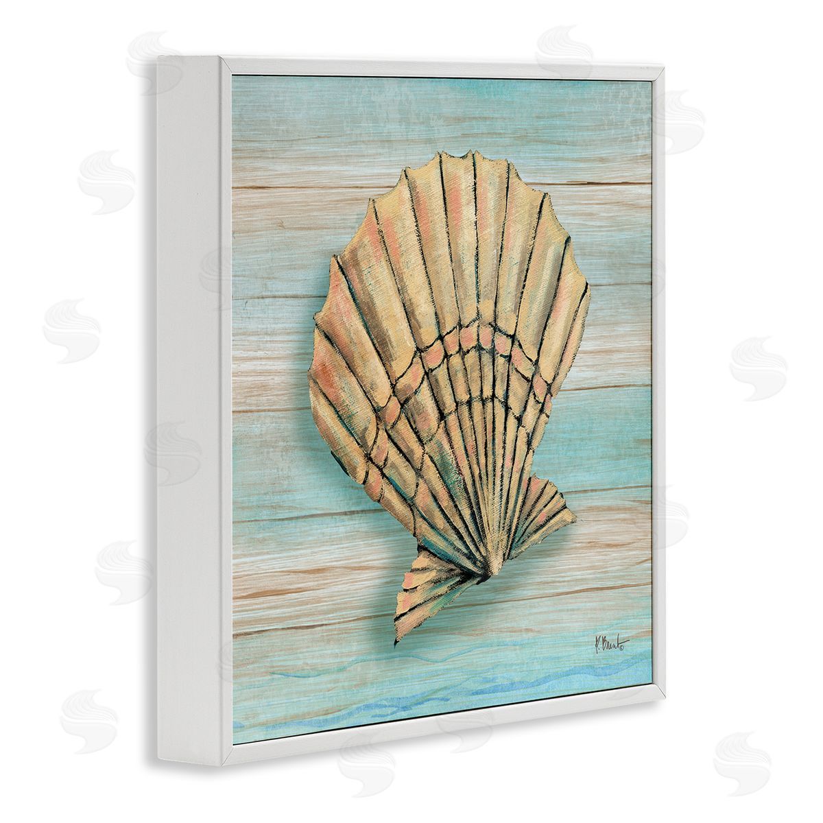 Paul Brent Coastal Teak Clam Shell Canvas Wall Art Print