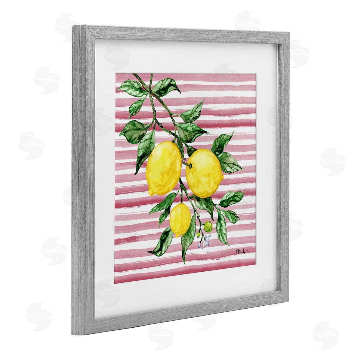 Paul Brent Juicy Lemon Vine on Pink Canvas Wall Art Print