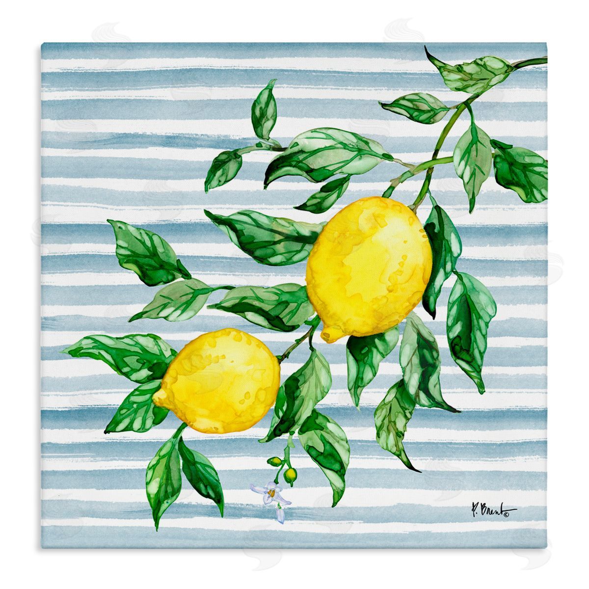 Paul Brent Juicy Lemon Vine on Blue Canvas Wall Art Print