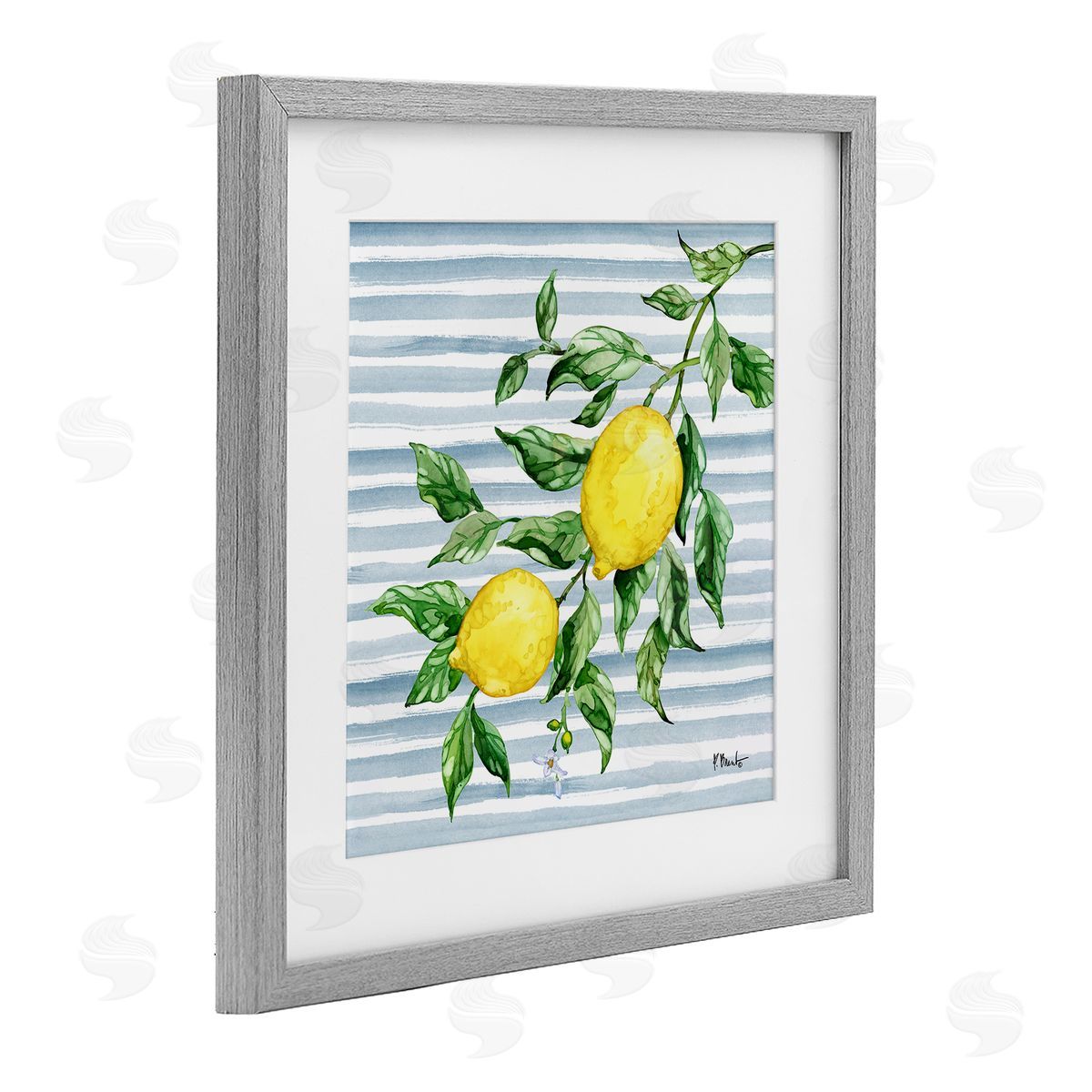 Paul Brent Juicy Lemon Vine on Blue Canvas Wall Art Print