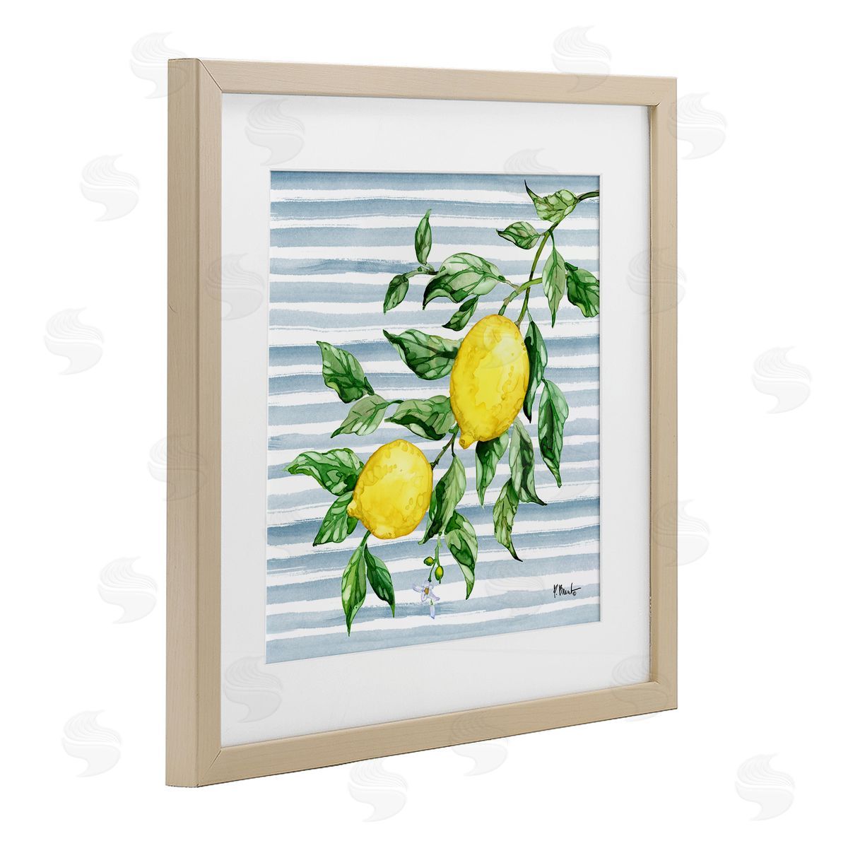 Paul Brent Juicy Lemon Vine on Blue Canvas Wall Art Print