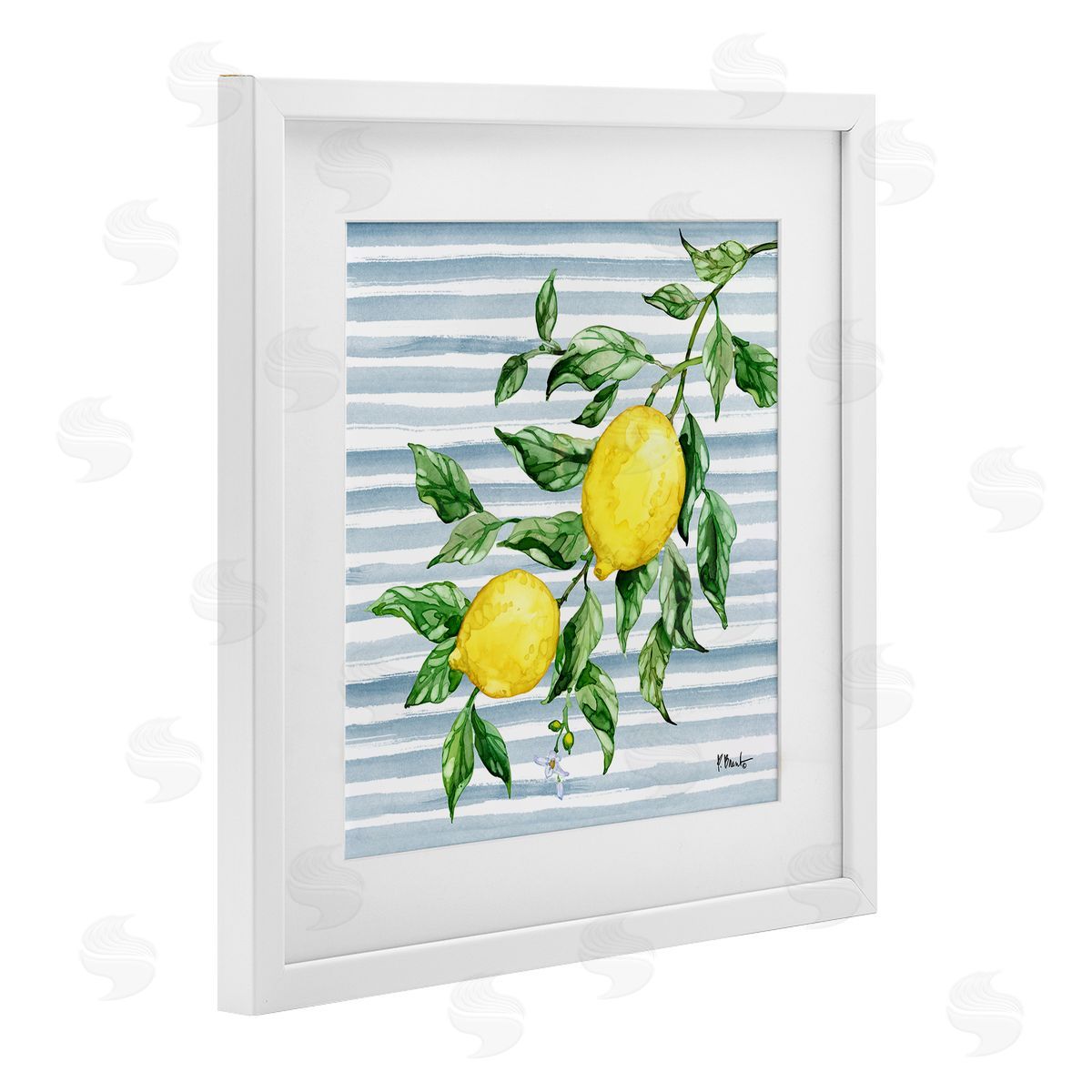 Paul Brent Juicy Lemon Vine on Blue Canvas Wall Art Print