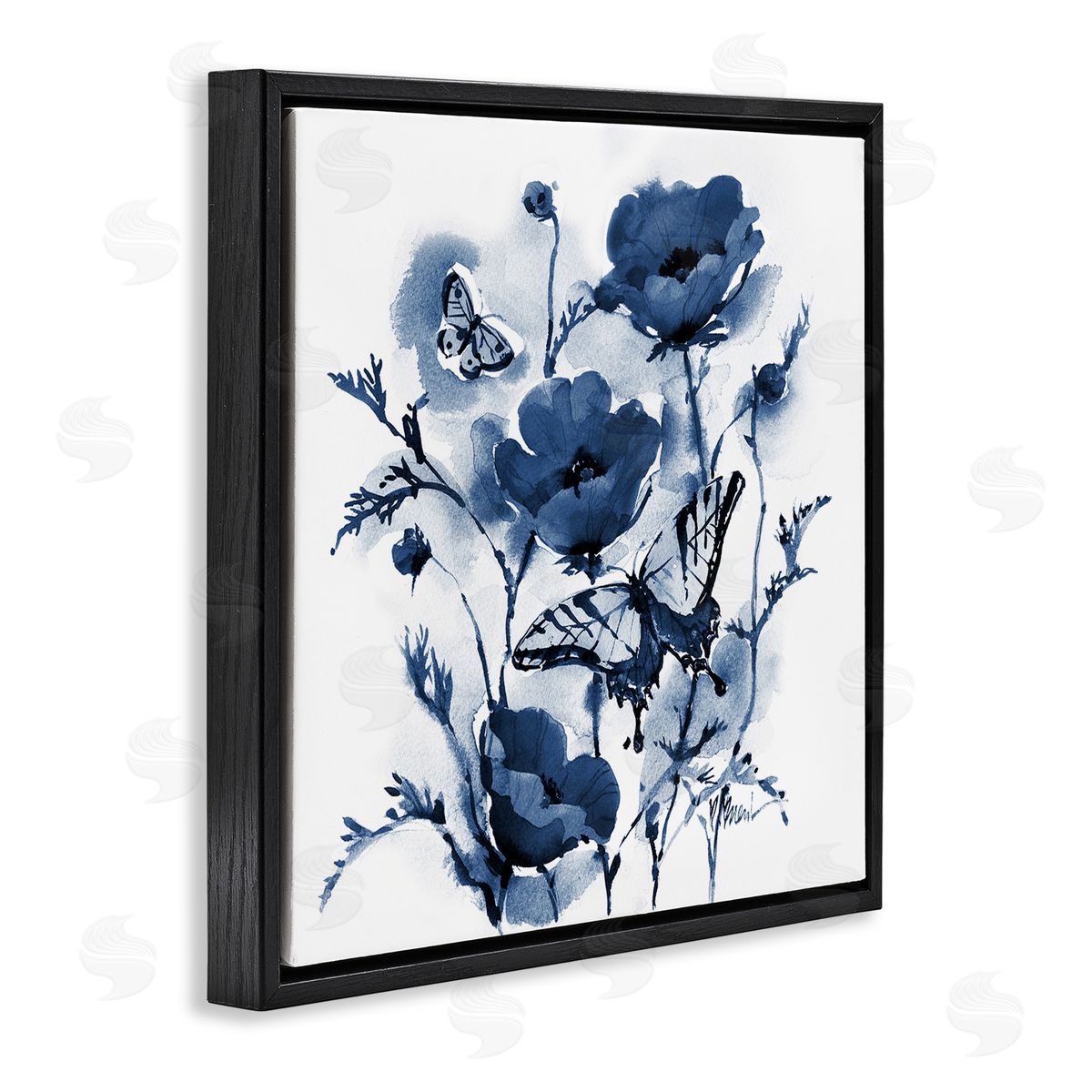 Paul Brent Indigo Poppies & Butterflies Canvas Wall Art Print