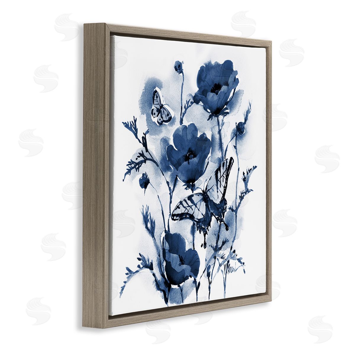 Paul Brent Indigo Poppies & Butterflies Canvas Wall Art Print
