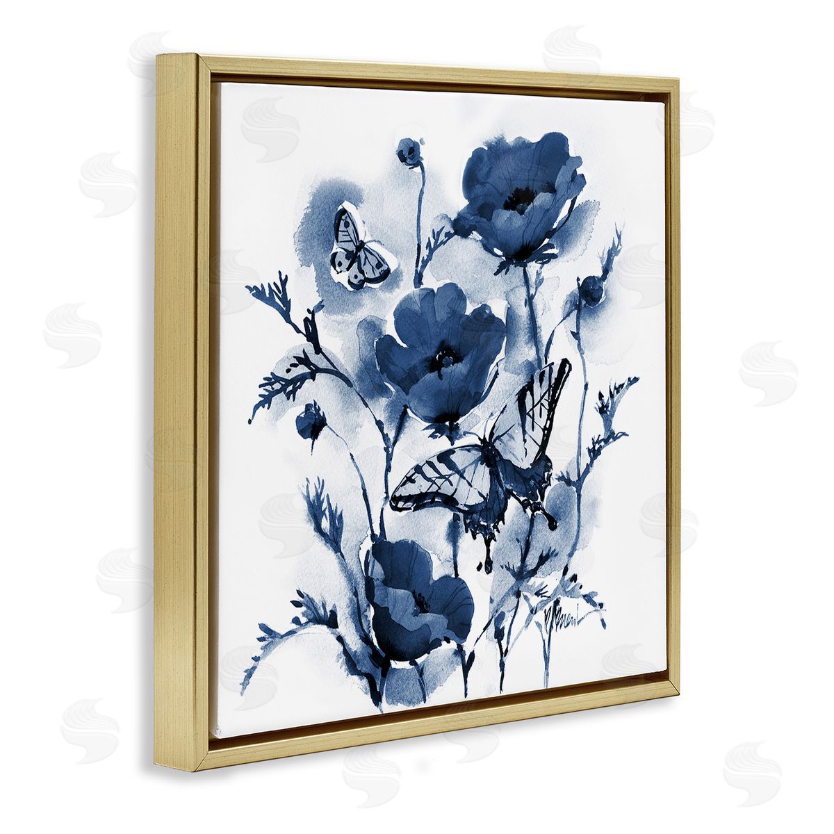 Paul Brent Indigo Poppies & Butterflies Canvas Wall Art Print