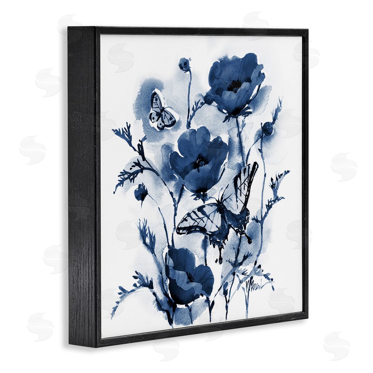 Paul Brent Indigo Poppies & Butterflies Canvas Wall Art Print