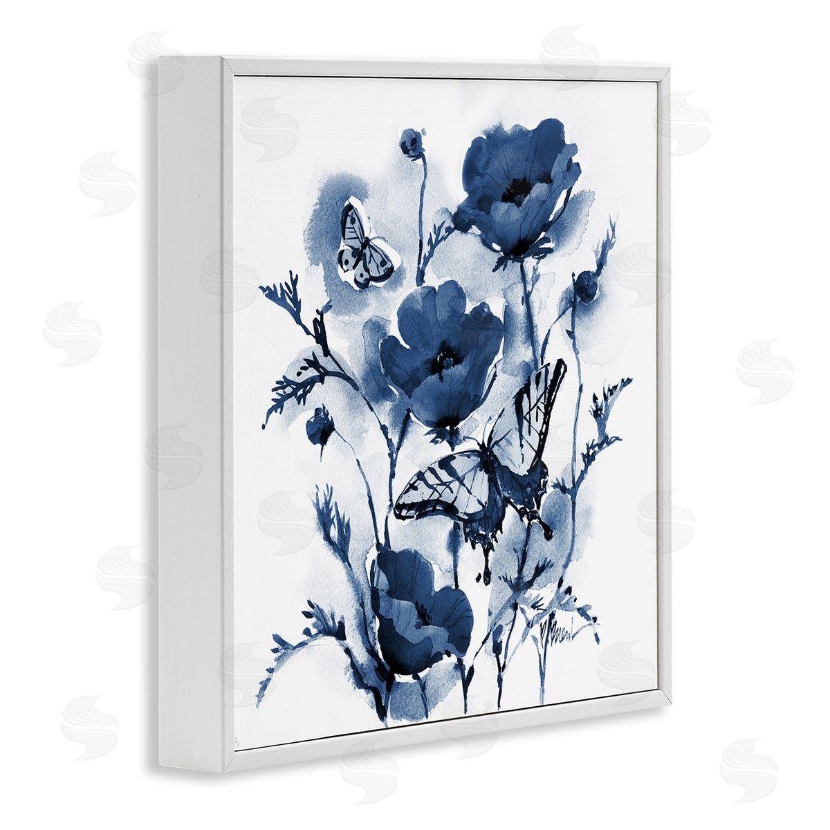 Paul Brent Indigo Poppies & Butterflies Canvas Wall Art Print