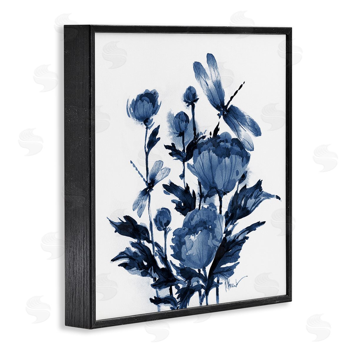 Paul Brent Indigo Peonies & Dragonflies Canvas Wall Art Print