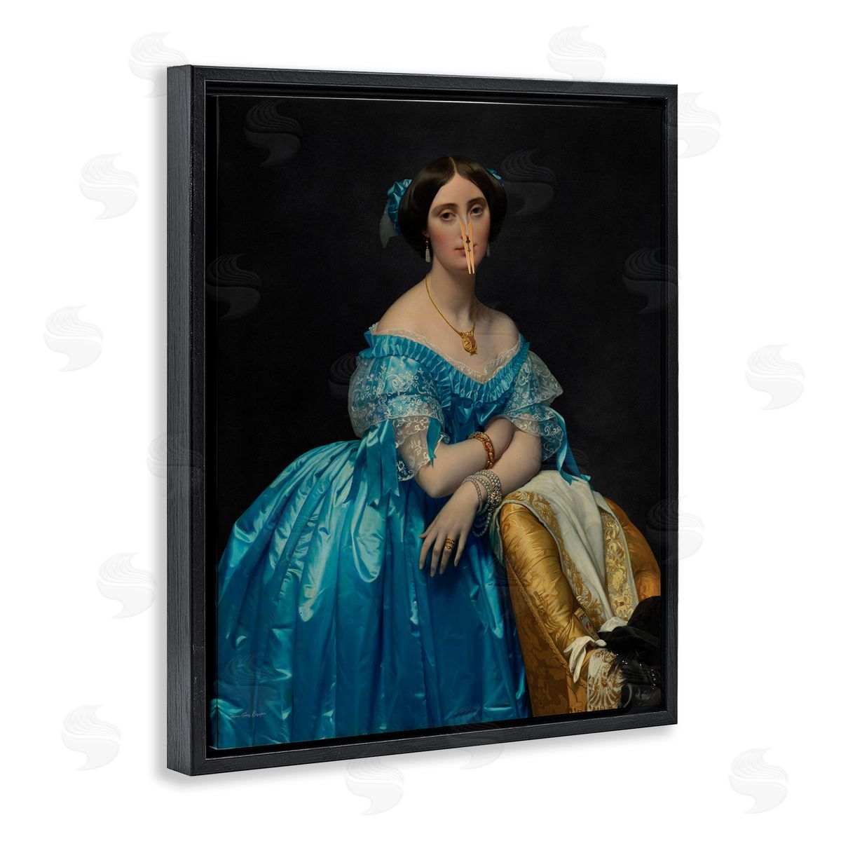 Seven Trees Design Vintage Lady with Clothespin Canvas Wall Art Print