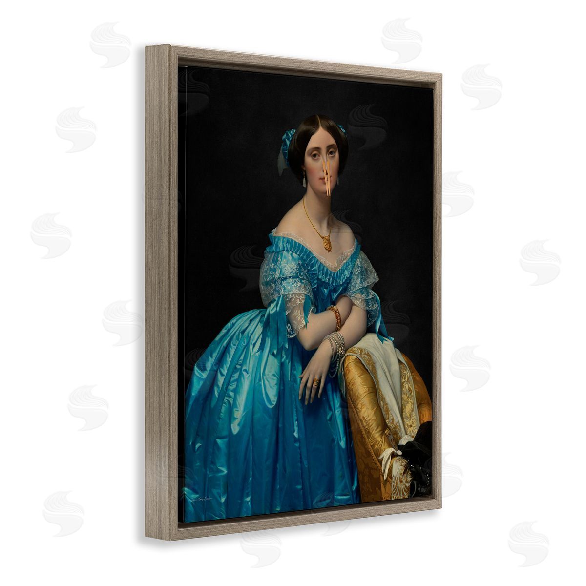 Seven Trees Design Vintage Lady with Clothespin Canvas Wall Art Print