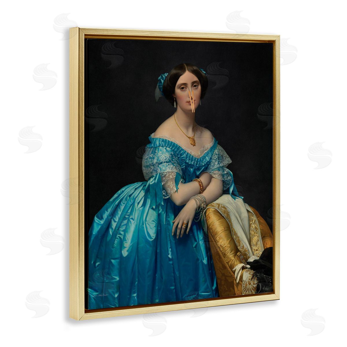 Seven Trees Design Vintage Lady with Clothespin Canvas Wall Art Print