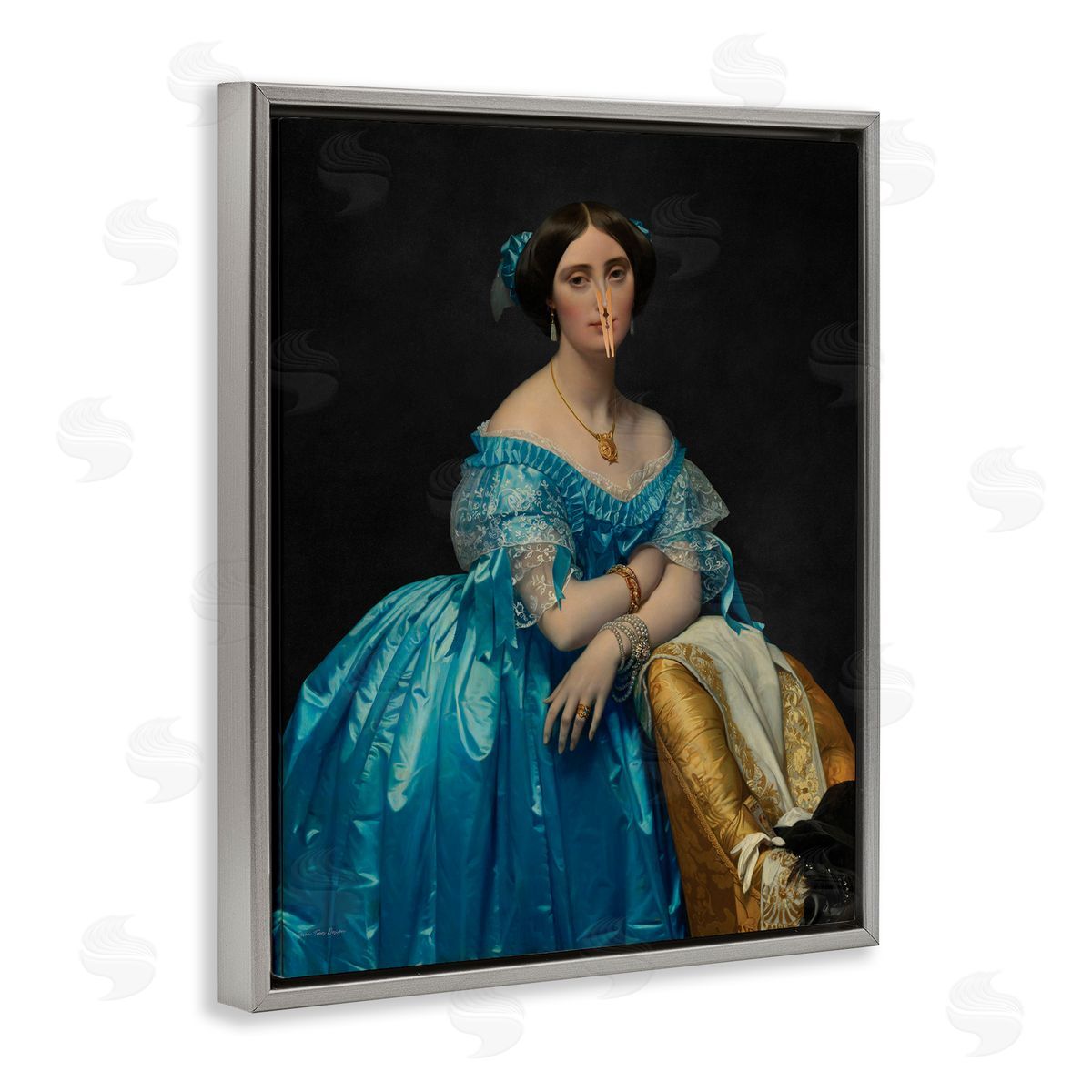 Seven Trees Design Vintage Lady with Clothespin Canvas Wall Art Print