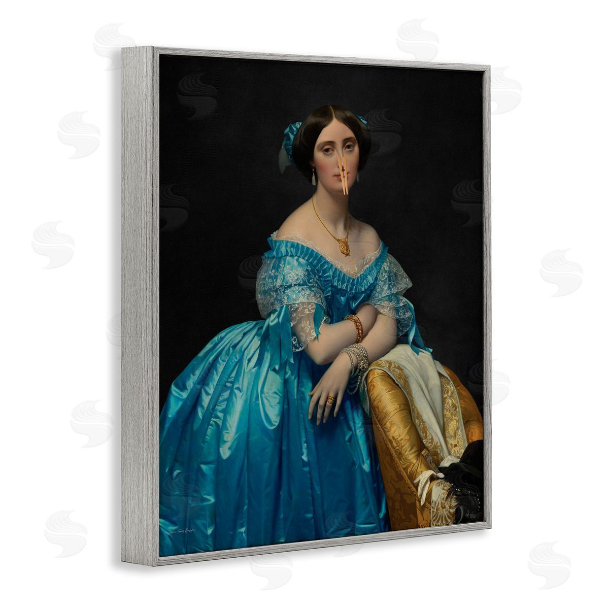 Seven Trees Design Vintage Lady with Clothespin Canvas Wall Art Print