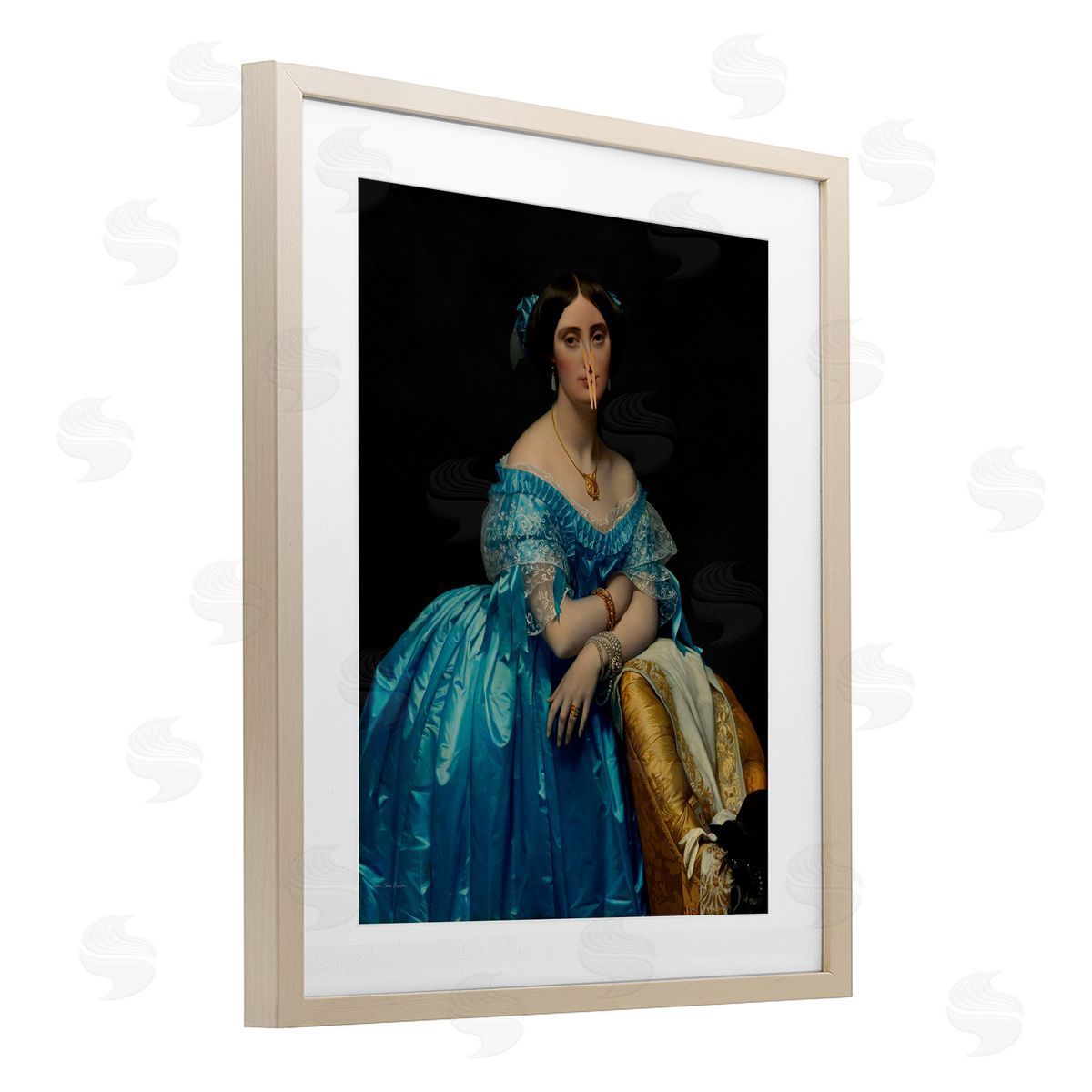 Seven Trees Design Vintage Lady with Clothespin Canvas Wall Art Print