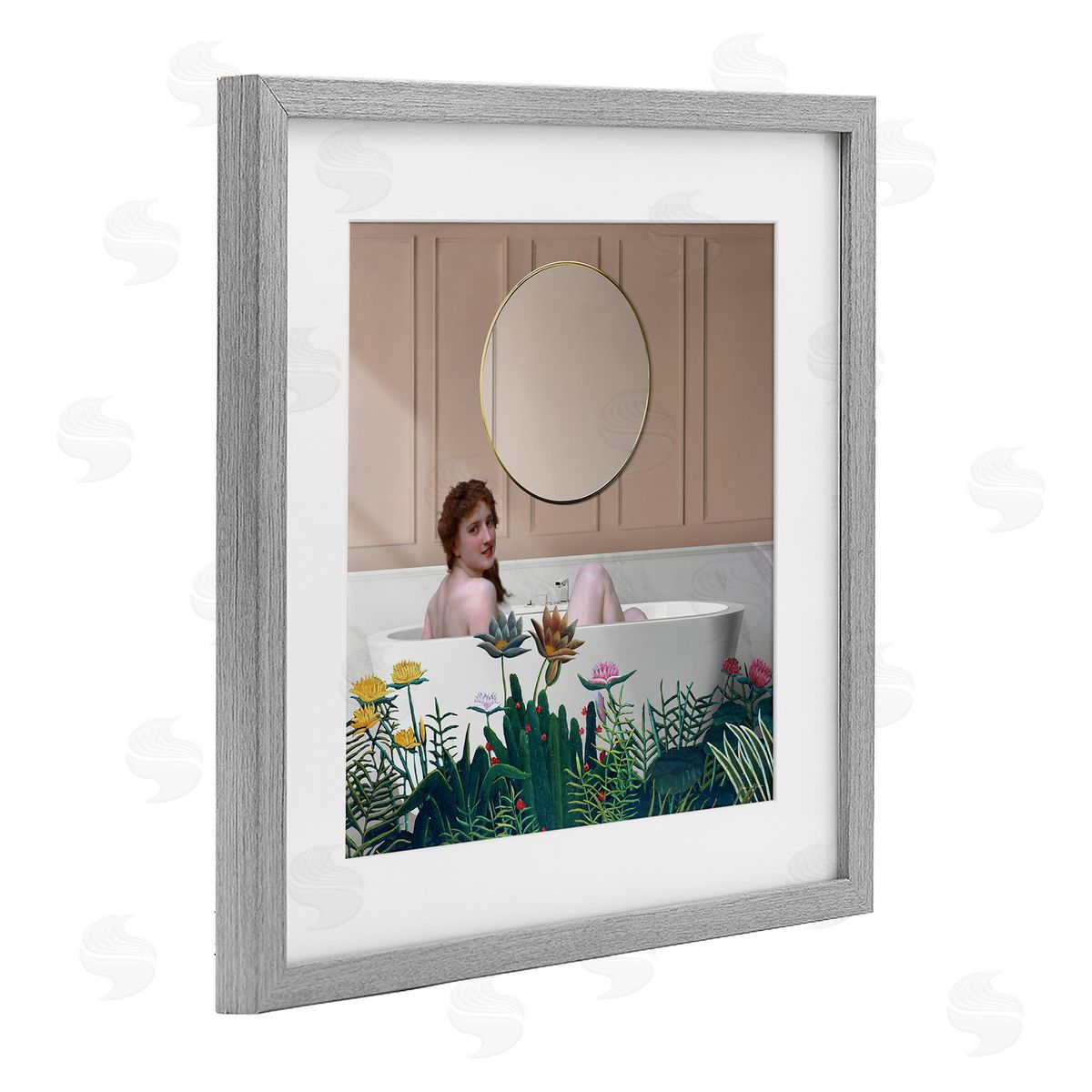 Seven Trees Design Vintage Lady in Bath Canvas Wall Art Print