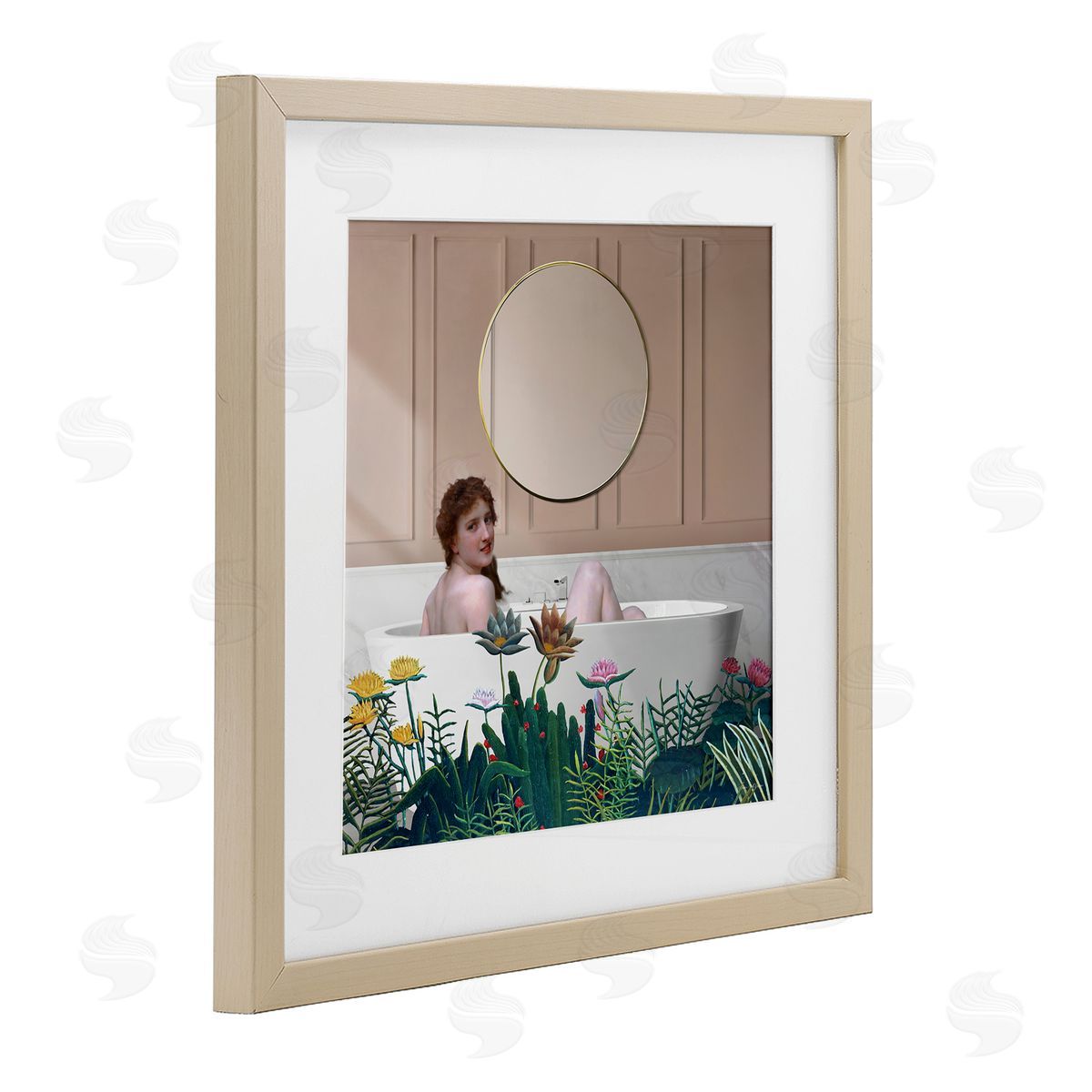 Seven Trees Design Vintage Lady in Bath Canvas Wall Art Print