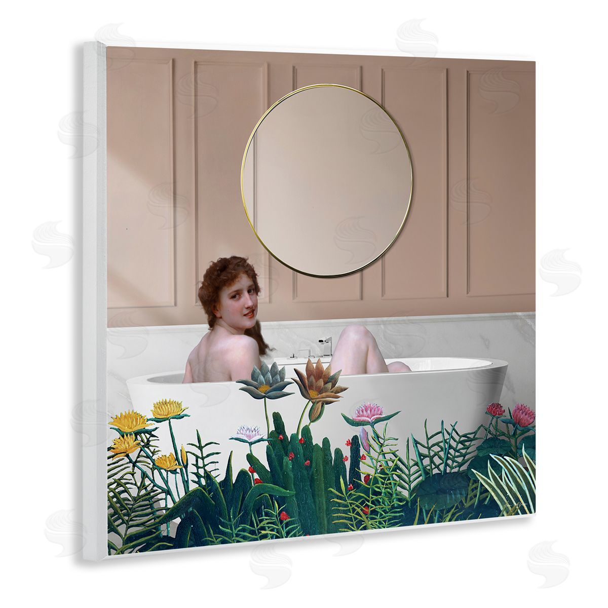 Seven Trees Design Vintage Lady in Bath Canvas Wall Art Print