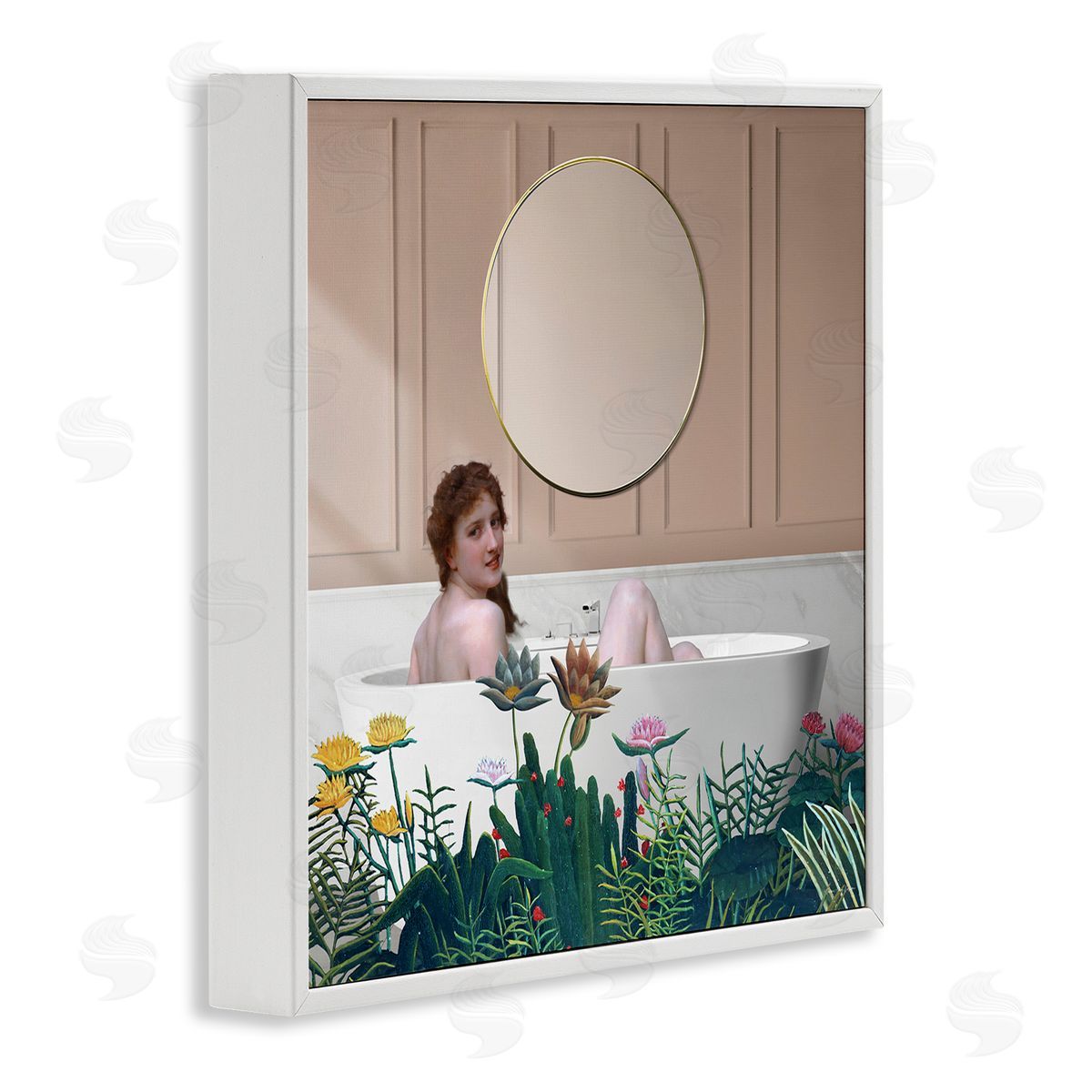 Seven Trees Design Vintage Lady in Bath Canvas Wall Art Print