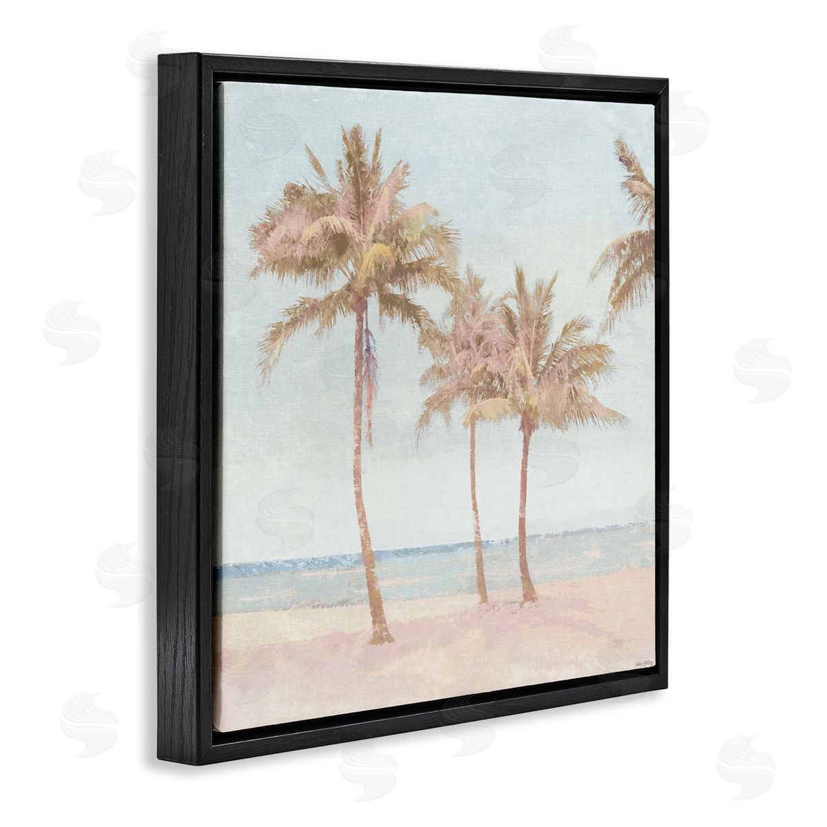 Amber Sterling Faded Palms on Beach Canvas Wall Art Print