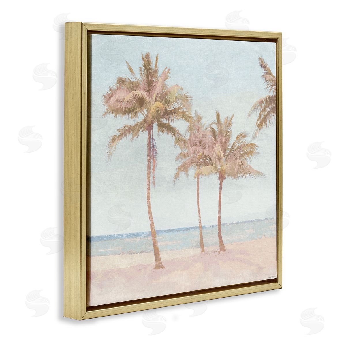 Amber Sterling Faded Palms on Beach Canvas Wall Art Print