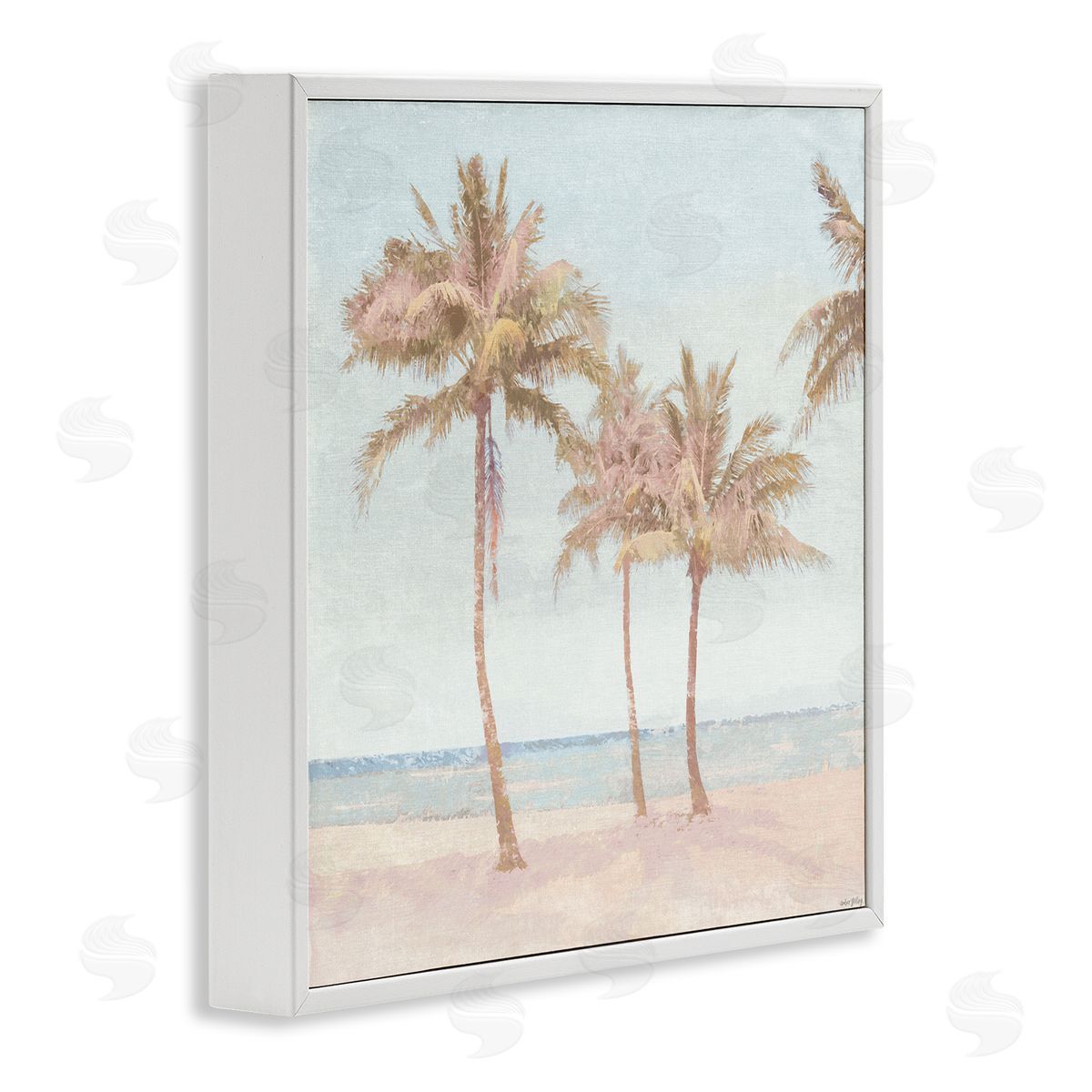 Amber Sterling Faded Palms on Beach Canvas Wall Art Print