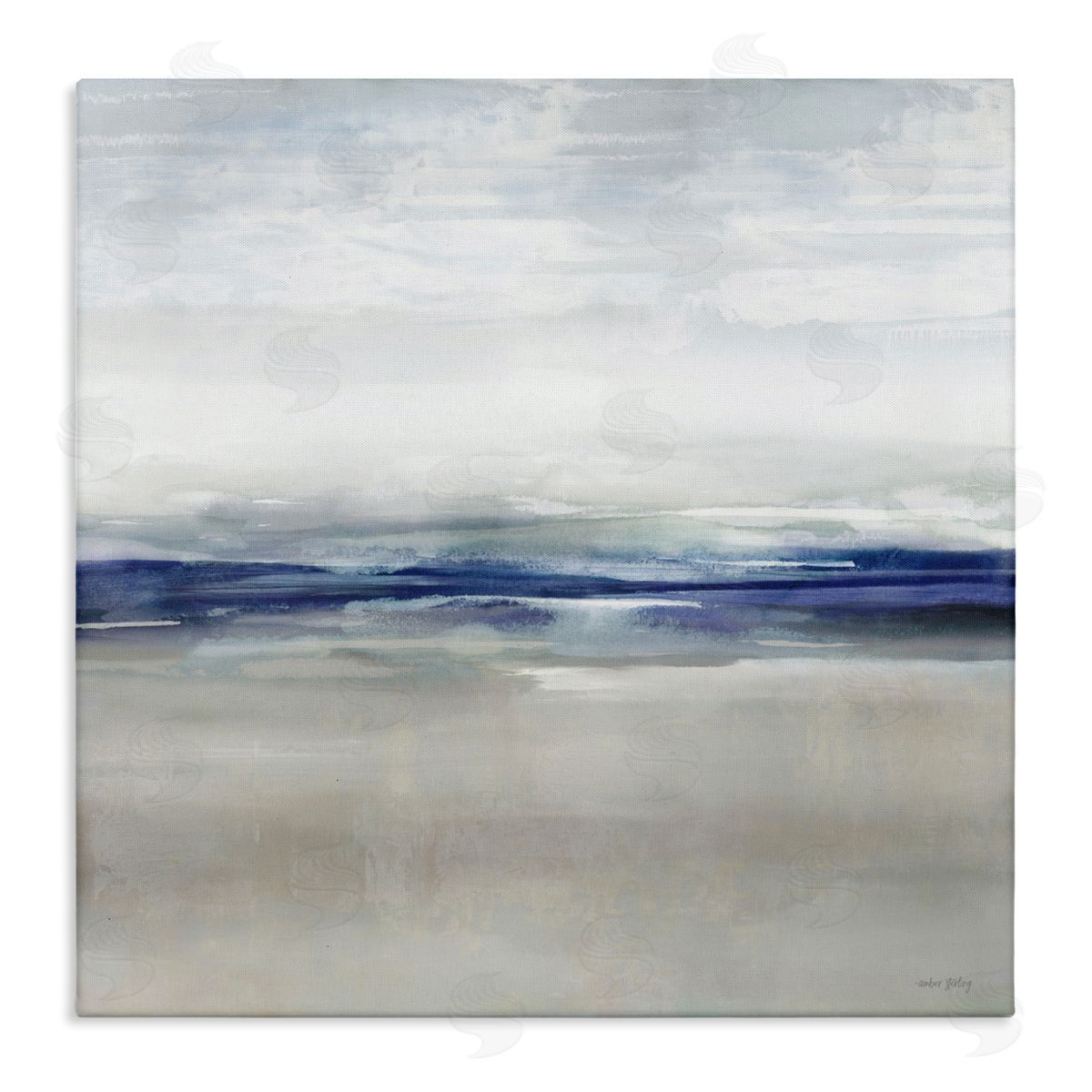 Amber Sterling Soothing Faded Blue Horizon Canvas Wall Art Print
