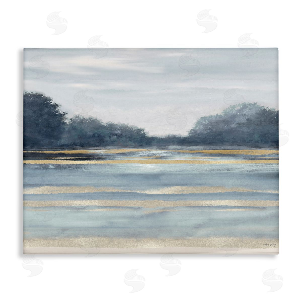 Amber Sterling Lake & Trees Tranquility Canvas Wall Art Print