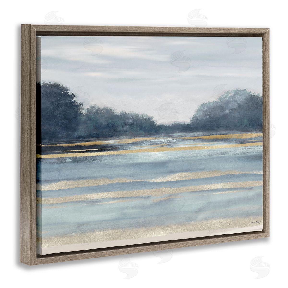 Amber Sterling Lake & Trees Tranquility Canvas Wall Art Print