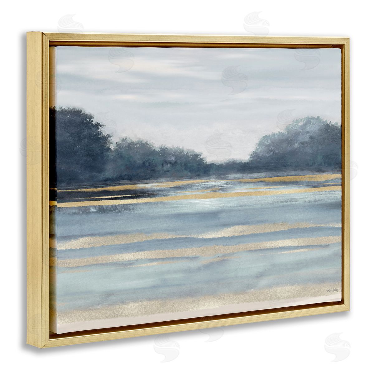 Amber Sterling Lake & Trees Tranquility Canvas Wall Art Print