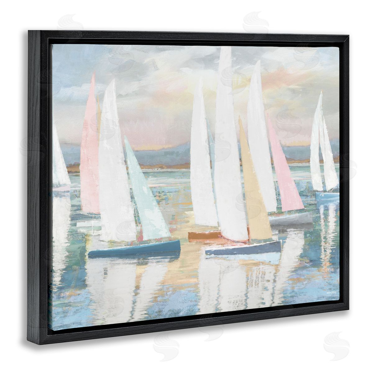 Amber Sterling Pastel Voyage Boats Canvas Wall Art Print