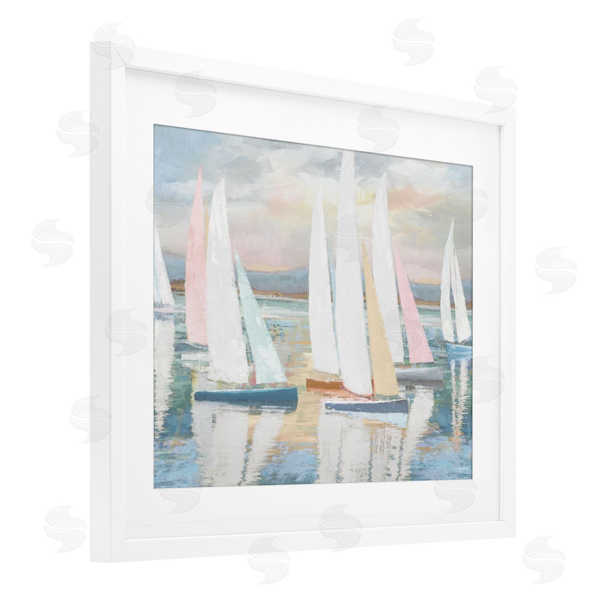 Amber Sterling Pastel Voyage Boats Canvas Wall Art Print