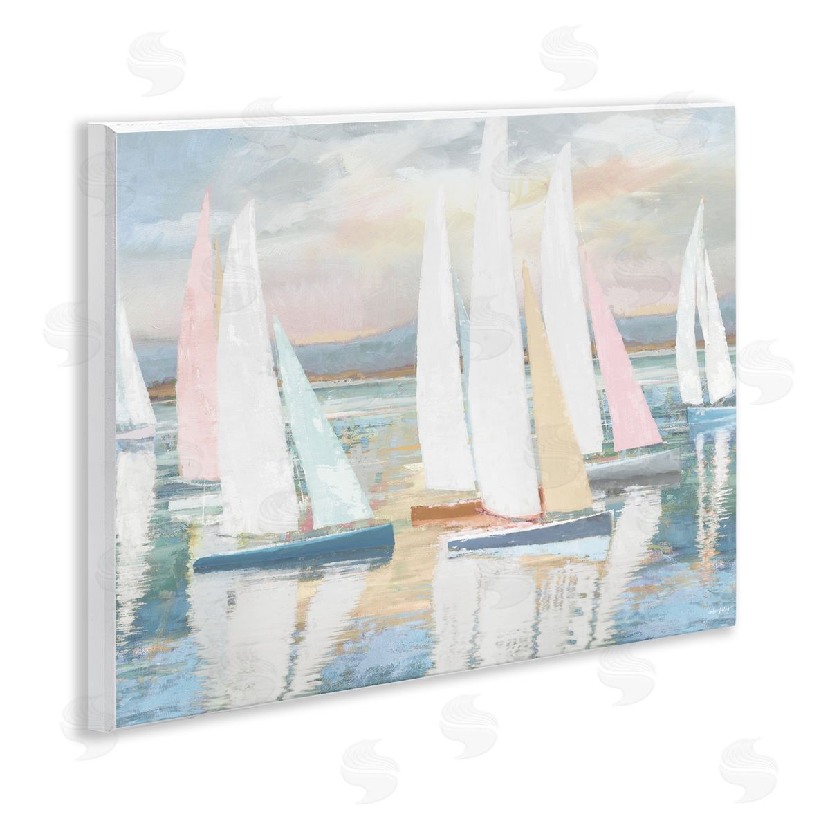 Amber Sterling Pastel Voyage Boats Canvas Wall Art Print