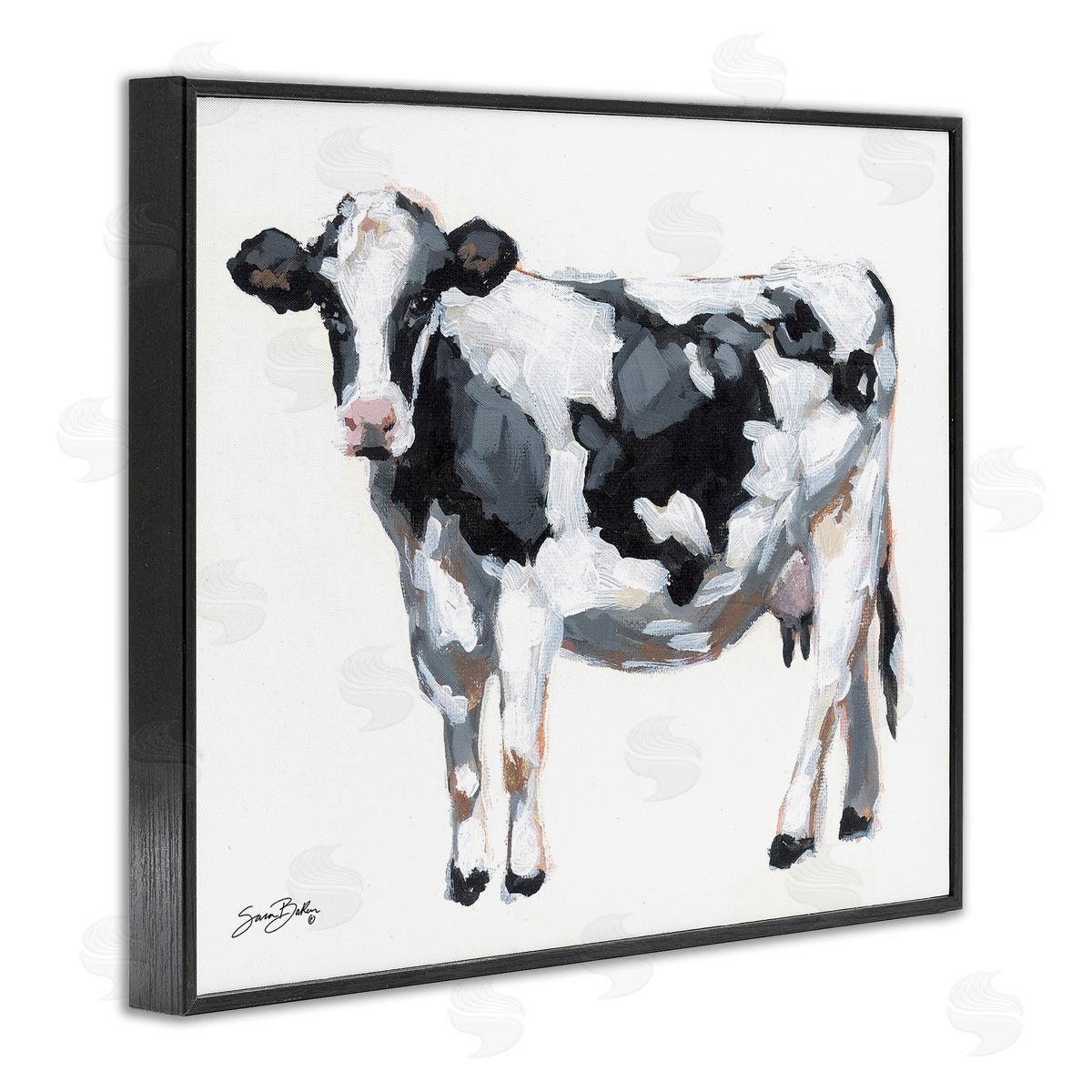 Sara Baker Dairy Cow on White Canvas Wall Art Print